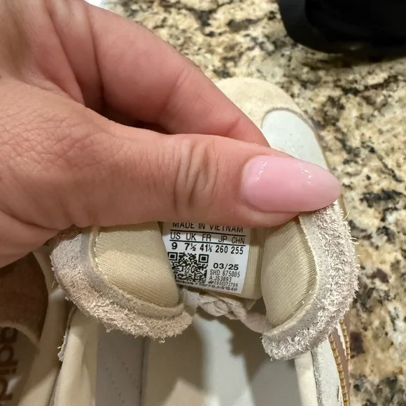 adidas Gazelle Women’s Cream Suede Sneakers with Mauve Stripes - Picture 6 of 7